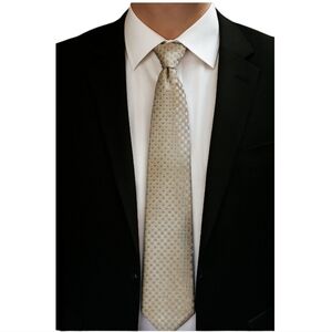 Daniel Gray Yellow Blue Silk Men's Dress Shirt Tie